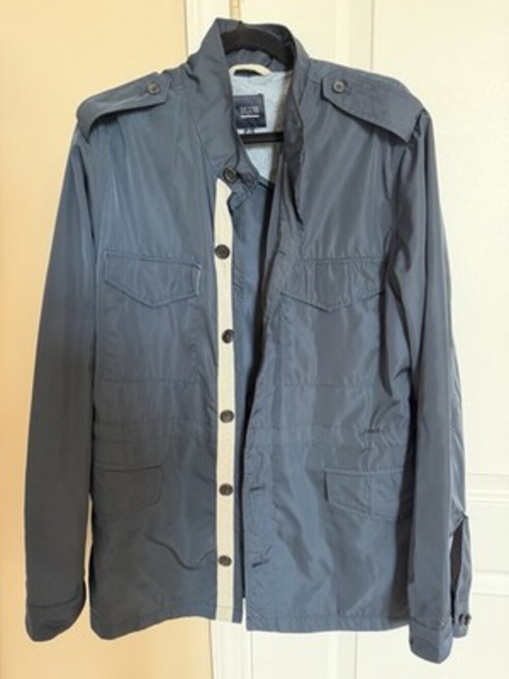 Blue Sak’s Fifth Avenue Men's Trench Coat Navy Blue Size Large Vintage EUC